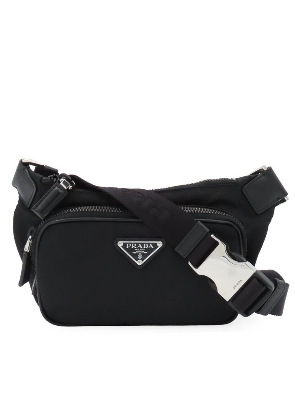 Prada Shoulder Bag Black Nylon Triangle Logo